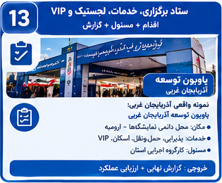 بخش 13 — ستاد برگزاری، خدمات، لجستیک و VIP